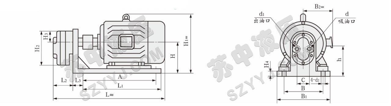 CB-B ※ JZ齿轮油泵电机组(卧式)外形尺寸